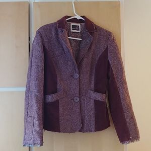 Buffalo Burgundy Blazer w/ Lace Appliqués